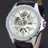 패션 시계 새로운 스타일 남자 시계 JARAGAR 가죽 팔찌 해골 기계식 시계 JR36
