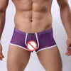 Män Sexiga Underbyxor Boxer Shorts Mesh Se igenom Transparenta Erotiska Gaybyxor Homme Andningsbara Ultra-Thin BoxersHorts Underkläder