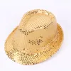 20pcs! 패션 스팽글 재즈 모자 남성용 여성용 모자 세련된 Trilby Sequins Performance 크리스마스 파티 용 무용 모자