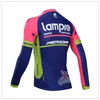 Winter Fleece Thermal Cycling Long Jersey + Bib-byxor 2014 Lampre Merida Team Blue-Pick Storlek: XS-4XL L49