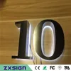 4 inches high Outdoor waterproof stainless steel backlit house numbers, halo lit home doorplates, rear lit metal figures