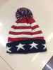 Unissex Union Jack ou Listras Estrelas EUA Bandeira Quente Inverno Bobble Gorro Bandeira do Reino Unido Caveira Ski Pom Pom Chapéu Boné 10 pçs lote 282W