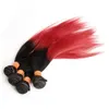 Dark Root Red Indian Hair 1b Rode Remy Bundels 3 stks / partij Maagd Indisch Haar Twee Toon Recht Rood Haar