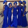 Dark Luxury Kant Aso Ebi Bruidsmeisjes Jurken Mermaid Vorm Nigeriaanse Kant Formele Toga's Aanpassen Vloerlengte Lange Bruidsmeisjesjurk 2015