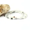 Partihandel 10st / Lot Ny Ankomst 4mm Naturvita Howlite Marmor Stenpärlor Med Micro Paved Black CZ Ball Beaded Armband för gåva