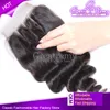 Trames de cheveux humains indiens non transformés Remy Loose Wave Lace Closure 3 voies partie 44 postiches couleur naturelle pouvant être teints pour les femmes noires très pop