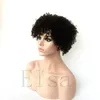 Tätt silke mänskligt hår ingen spets framkonger naturliga hårfäste afro kinky curly maskin tillverkad afroamerikansk curl wig1496416