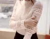 2015 lente herfst vrouw witte blouses plus size vrouwen blouse elegante kant haak holle slanke hoge kwaliteit chiffon blusas blouse shirts