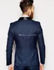 Side Vent Slim Fit Groom Tuxedos Shawl Collar Mäns kostym Navy Blue Groomsman / Brudgum Bröllop / Prom kostym (Jacka + Byxor + Tie + Vest) J769