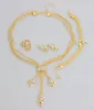 Neue Ankunft Mode Vergoldet Perlen Kragen Halskette Ohrringe Armband Feine Ringe Sets Party Kostüm Für Frauen