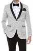 Gramercy Mens Silver Tapestry Super Slim Fit Groom Tuxedos 2021 Side Groomsmen Mens Wedding Prom Suits Custom Made (Jacket+Pants+Tie+Vest)