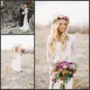 2021 Bohemian Lace Long Sleeves Wedding Dresses Sweetheart Simple Beach Boho Bridal Wedding Gowns Sheath Plus Size Custom Made2783