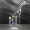 Glass Bong Recycler Hookahs Water Pipe with Blue Honeycomb Perc 18mm Male joint