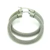 1 Paar Delicate Silver Tone Drie soorten specificaties Roestvrijstalen Twist Wire Mesh Round Hoop Oorbellen Hoge kwaliteit