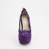보라색 꽃 라인 석 신부 신발 하이힐 스틸 레이스 웨딩 신발 새로운 디자이너 파티 펌프 공식 드레스 신발
