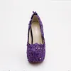 Purple Flower Rhinestone Bridal Shoes High Caels Stiletto Кружева Свадебные Обувь Новый Дизайнер Партии Насосы Формальные Обувь