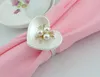 20pcs ABS Heart Crystal&pearls Stamen Flower Napkin ring Serviette Buckle Holder Hotel Wedding Party Favour Decor