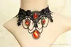 jewelry necklaces pendants chokers lace vintage luxury red stone Gothic wedding bridal bride accessories collar jewelry