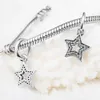 Dangle Star Symbol of Aspiration with Clear CZ 100% 925 Sterling Silver Beads Fit Pandora Charms Bracelet Authentic DIY Fashion Jewelry