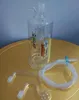 Frete grátis atacadistas novo cachimbo de água de vidro colorido de gamão/bong de vidro + acessórios (pote, caminhada na prancha, palha)