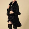 2015 Winter Ladies Coats Long Poncho Faux Fur Big Yards Troeshiting Wool Cashmere Cardigan Shawls Mus Female Faux Fox Fur Caats para 99962547