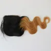 4x4 Ombre kanten sluiting alleen recht menselijk haar 1B 27 kleur honing blond sluiting remy transparant