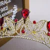 Nowy styl luksusowy złota korona ślubna z zielonym królewskim niebieskim czerwonym srebrnym krystalicznym tiara ślubna