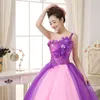 2015 New Ball Gown Quinceanera Dresses With Flowers Sequin Beading Lace Up For 15 Years Vestido De Debutante Prom Party Gowns QS100