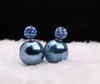 Heiße 2015 Mode Ohrringe Perlenschmuck Brincos Ton Süßigkeiten Farbe Ohrringe für Frauen Pendientes Doppelperle trendige Ohrstecker EH011