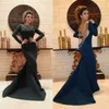 2016 New Myriam Faes Mermaid Evening Klänningar Formella Långärmad Sweep Train Prom Klänningar Sexig Backless Party Gowns Custom Made