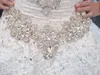 Custom feito 2020 vestidos de casamento luxuosos pescoço frisado de cristal de cristal vestidos de casamento uma linha plus tamanho catedral vestidos de casamento