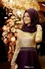 2019 Charming Dark Purple Muslim Hijab Evening Kleider Langarmes Plus -Größe Spitze Applikat Prom Party Kleid formelle Kleider7963837