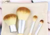 4PCS Set Kit Trä Makeup Brushes Vacker professionell Bambu Utarbetad Make up Borstverktyg med Case Zipper Bag Button Bag Gratis DHL