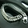 White Gold GF316LStainless steel 21cm Length 9mm Width Men Bracelet Bangle B107