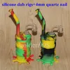 Olio di silicone Rigs silicone bubbler bong Silicone Narghilè Bong Olio di silicone Dab Rigs Tubi con chiodi al quarzo maschio 4mm 14mm trasparenti