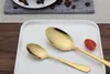 High-grade Gold Cutlery spoon fork knife tea spoon Matte Gold Stainless Steel Food Silverware Dinnerware Utensil