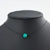Collier ras du cou perles minimalistes Corde en cuir fait main noir Colliers pendentif turquoise bleu pour les femmes Imitation Perle Naturelle Bijoux DIY