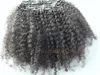 ヘアエクステンションのモンゴルのクリップヒューマンレミーヘア未加工された自然な黒髪製品9ピース