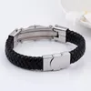 GNAYY neues Angebot, Edelstahl-Silberarmband mit Kristallen, Echtleder-Armreif, groß, 15 mm, 8,66 Zoll, 47 g Gewicht, Geschenke