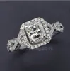 taille 5-10 gros princesse bijoux de fiançailles topaze blanche 925 argent sterling rempli mariage Diamonique simulé bague en diamant ensemble cadeau