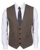 2019 Country Groom Vests Farm Wool Herringbone Tweed Vests Custom Made British Style Groom Vest Slim Fit Mens Suit Vest Waistcoat Dress