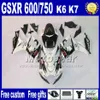 Мотоцикл обтекатель комплект + обтекатель сиденья для GSXR 600/750 2006 2007 SUZUKI GSX-R600 GSX-R750 06 07 K6 красный черный обтекатели наборы FS91