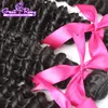 Greatremy® Peruvian Virgin Human Hair Extension Deep Wave Top Lace Closure With Hair Bundles 1PC+3PCS Lace Closure 4x4 Natural Color Dyeable