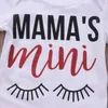 Abbigliamento per neonate in cotone a maniche lunghe MAMA'S mini pagliaccetto + volant tutù pantaloncini di pizzo + fascia per capelli 3 pezzi Set per ragazze abiti per neonati