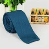 Cravate à col étroit pour hommes, tricot à bout plat, 20 couleurs, 145x5cm, couleur unie, cravate d'affaires, cadeau de noël
