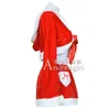 Ücretsiz kargo!! Seksi Noel Baba Cape Uzun Kollu Noel Kız Elbise Seksi Noel Kostüm Mini Etek 2722