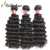 Bella Hair® 8a Lace Closure med hårbuntar Brasilianska Weave Weft Black Färg Deep Wave Extensions Full Head
