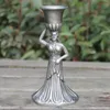 düğün veya olaylar, 1 çift / Retro tek kafa için Pewter kaplama melek mum çubuk 14 cm yükseklik ev dekorasyonu şamdanlar