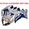 Högkvalitativ fairingkit för SUZUKI 2005 2006 GSXR1000 Fairings 05 06 GSX-R1000 K5 K6 Svart Blå Vit Plast Bodykits SX69