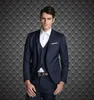 2015 Европейский Стиль Slim Fit Жених Смокинги Черный На Заказ Женихи Мужчины Свадебные Костюмы Выпускного Вечера Смокинги (Куртка + Брюки + Жилет + Галстук + Носовой Платок)